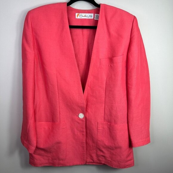 Vintage Chaus salmon blazer Ramie‎ blend size 10 - Picture 1 of 9